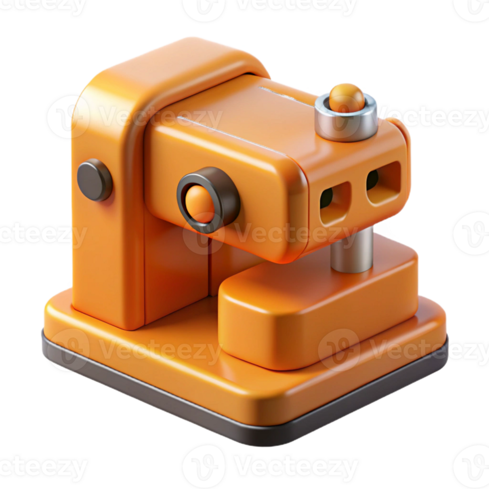 serene vintage Orange Automated Cutting Machine Isolated genuine png