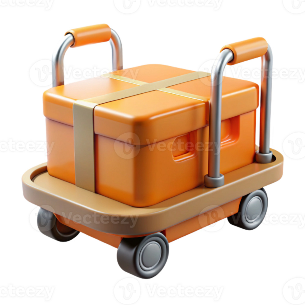 beautiful vintage Orange Automated Guided Cart Transparent Background authentic png