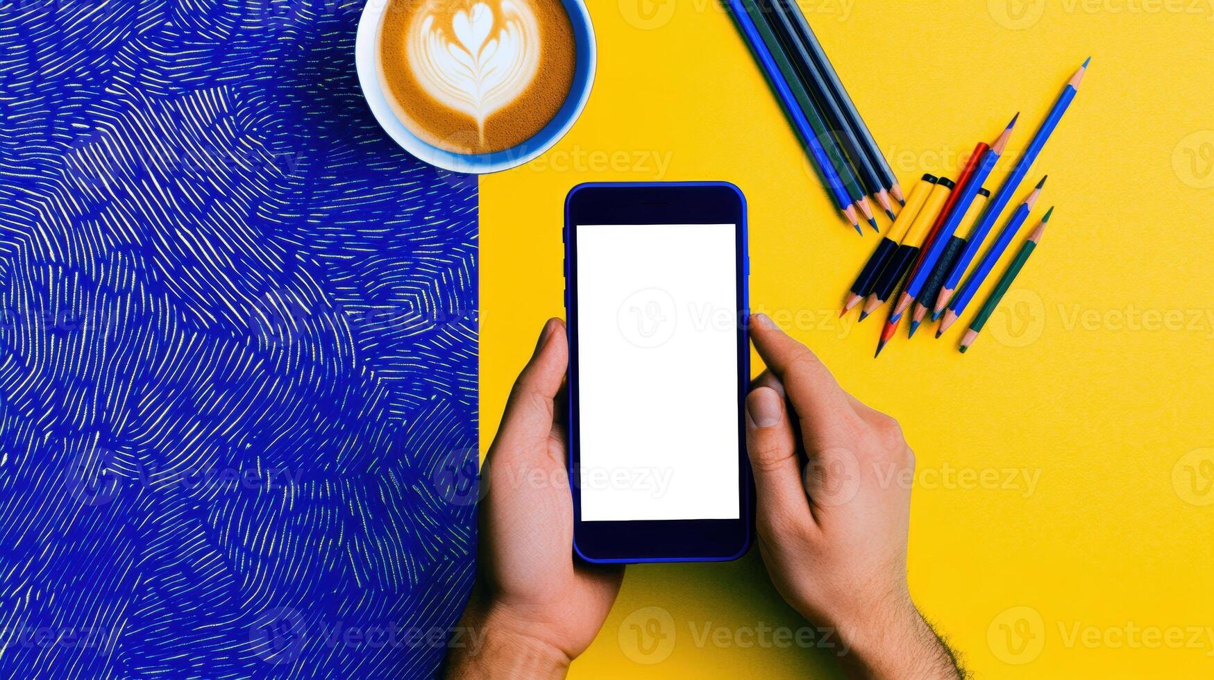 Colorful Workspace with and Coffee for Creative Design Inspiration photo