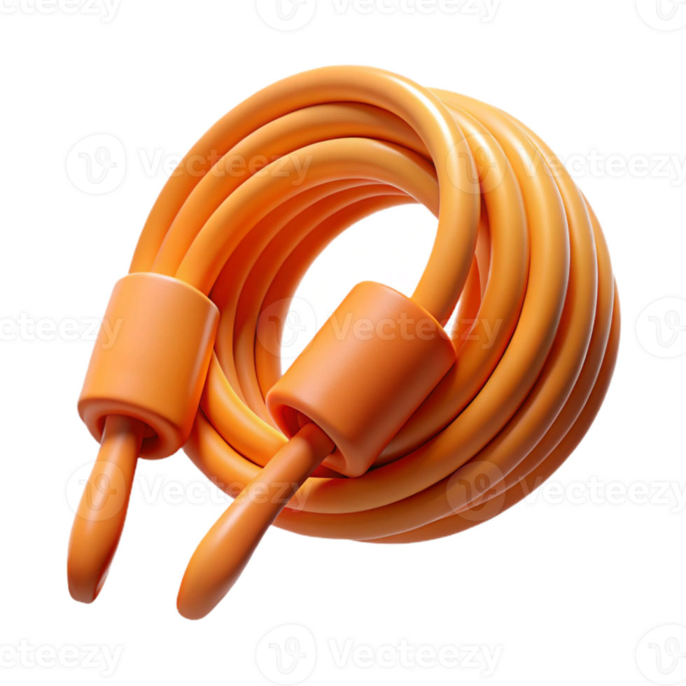 beautiful minimalist Orange Jump Rope Coiled premium png