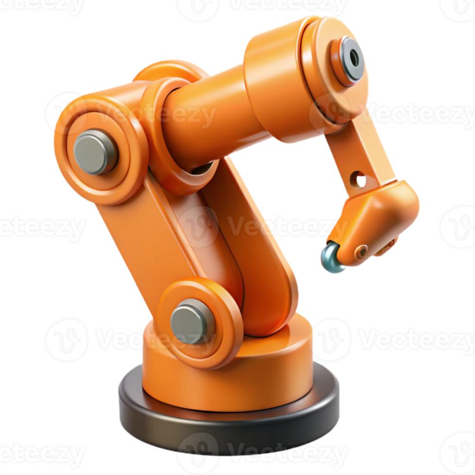 magnificent modern Orange Robotic Arm Extended Position Isolated premium png