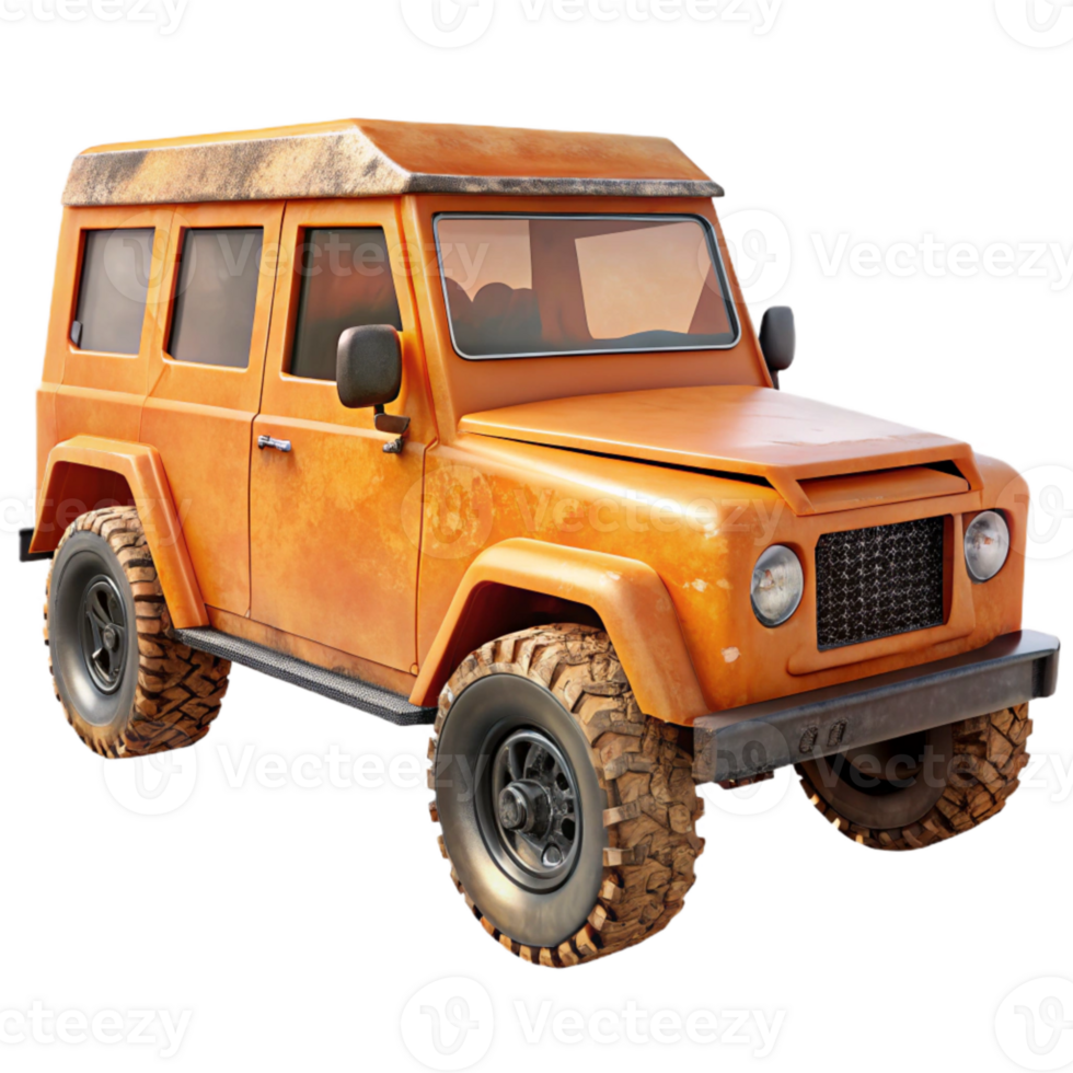 elegant vintage Orange Off Road Vehicle Side View Isolated png