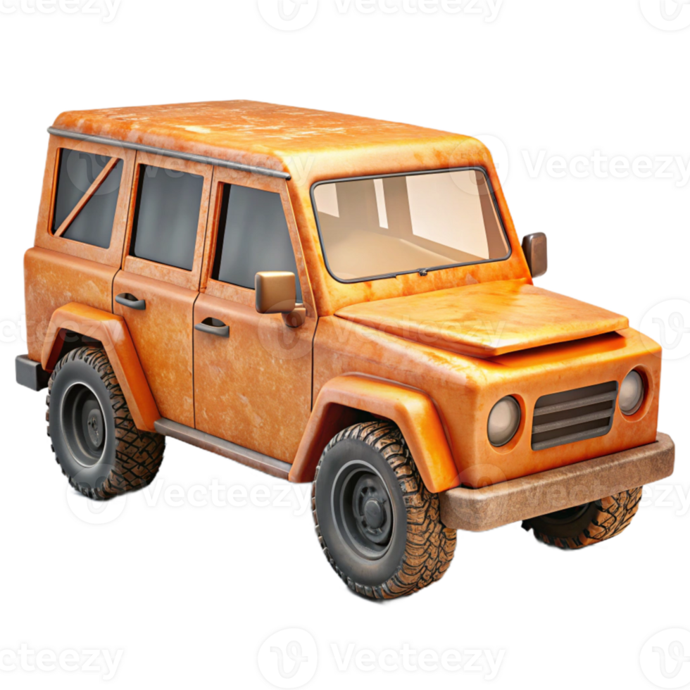 wonderful minimalist Orange Off Road Vehicle Side View Isolated authentic png