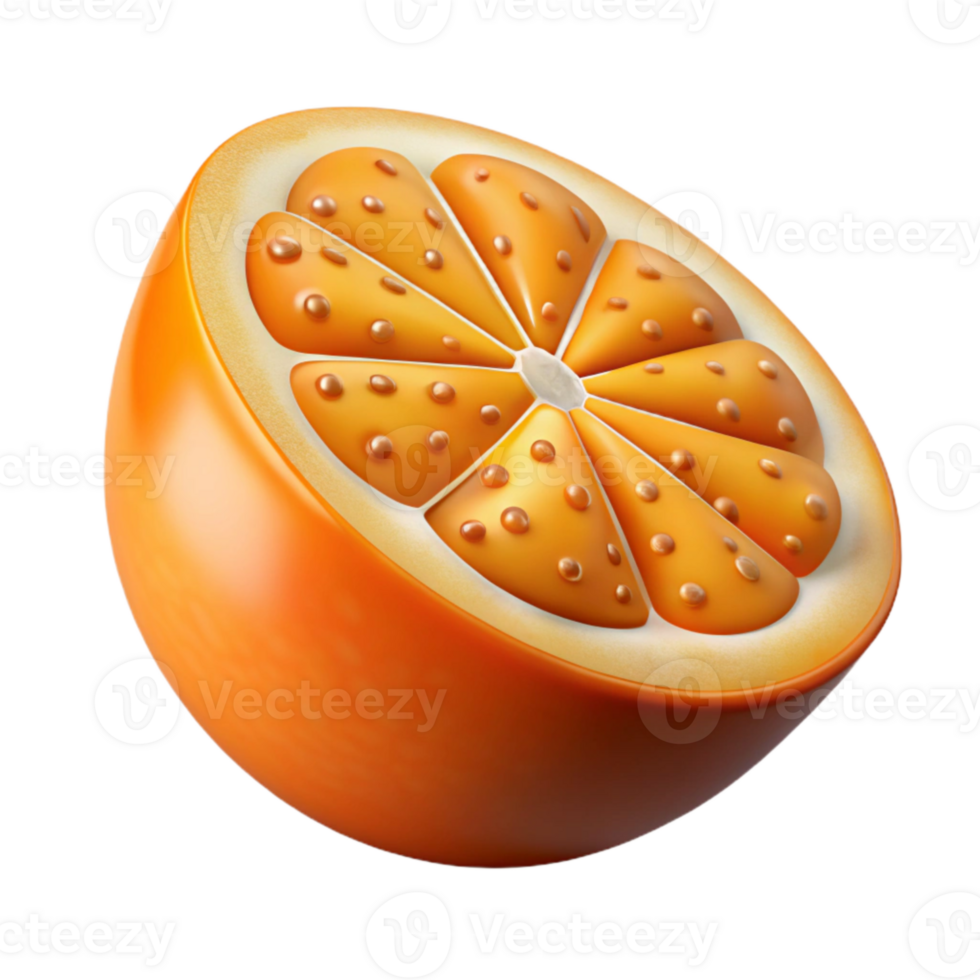 vibrant abstract Orange Slice with Pulp and Seeds Transparent Background png