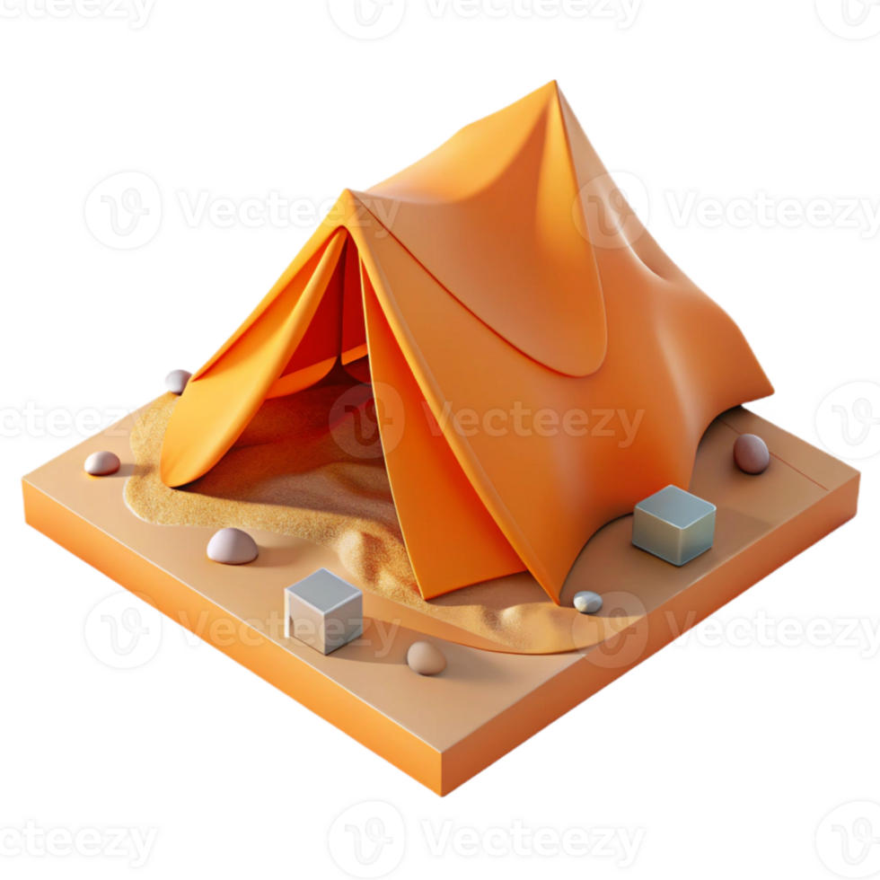 impressive classic Orange Tent in Desert Landscape Cutout authentic png