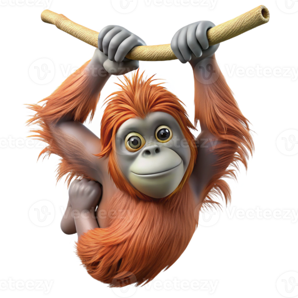 elegant contemporary Orangutan Hanging From Branch Cutout Isolated exclusive png