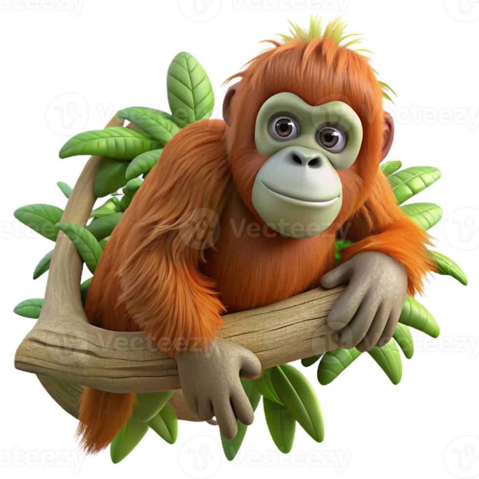 magnificent vintage Orangutan in Treetop Transparent Background genuine png