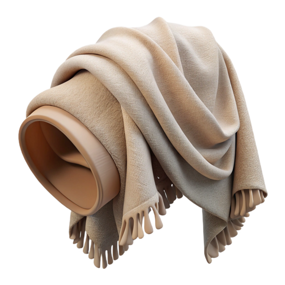 elegant rustic Organic Cotton Blanket Beige Transparent Background png
