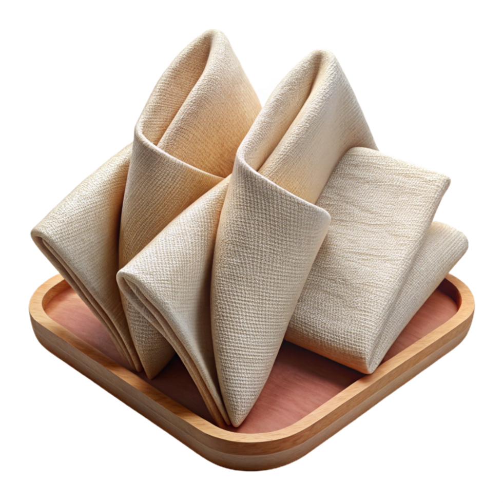 beautiful rustic Organic Cotton Napkins Set White Transparent Background genuine png