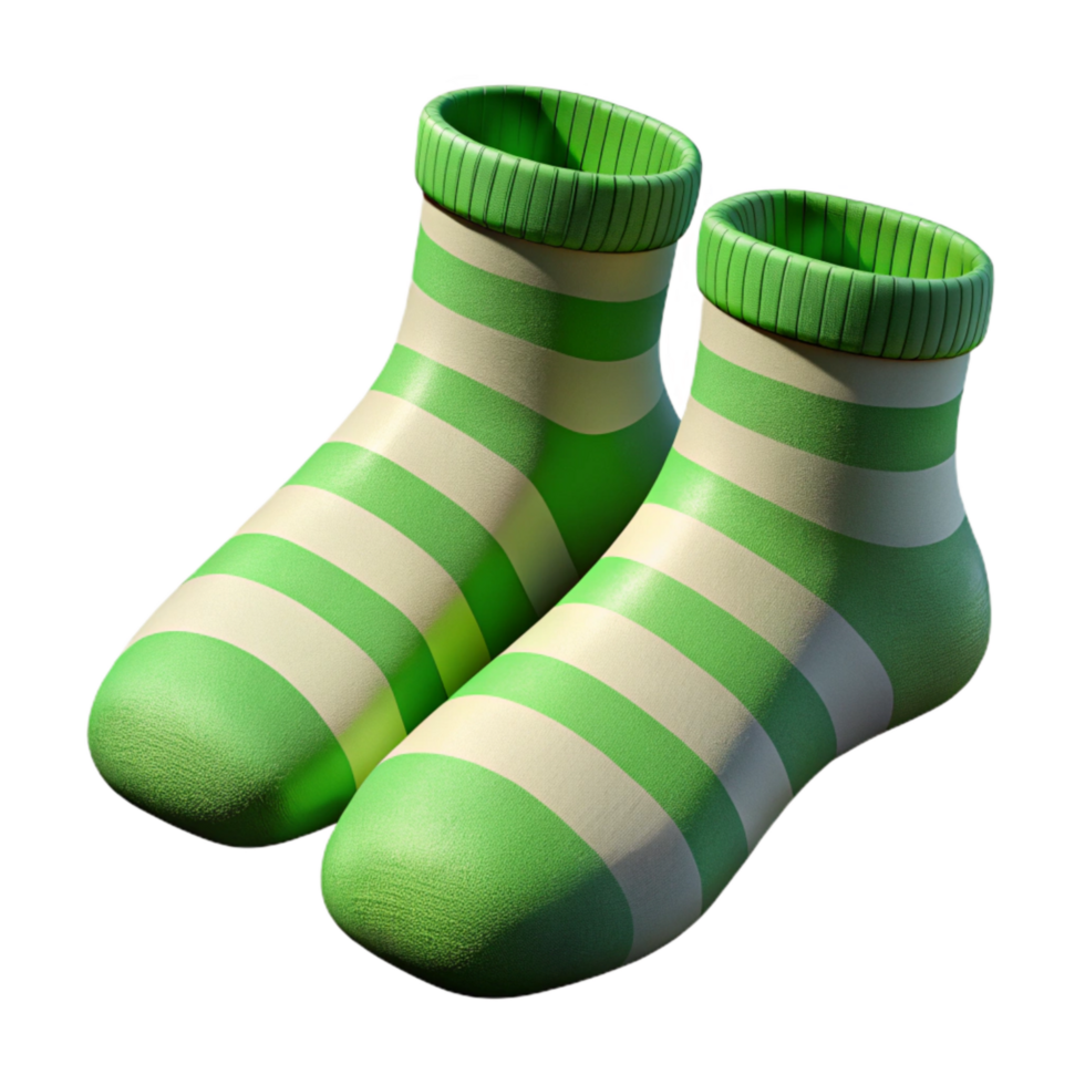extraordinary rustic Organic Cotton Socks Striped Green Transparent Background authentic png