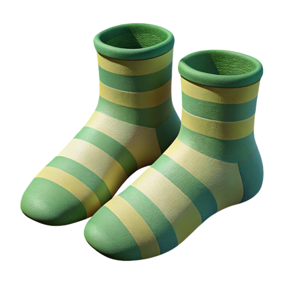 magnificent creative Organic Cotton Socks Striped Green Transparent Background professional png