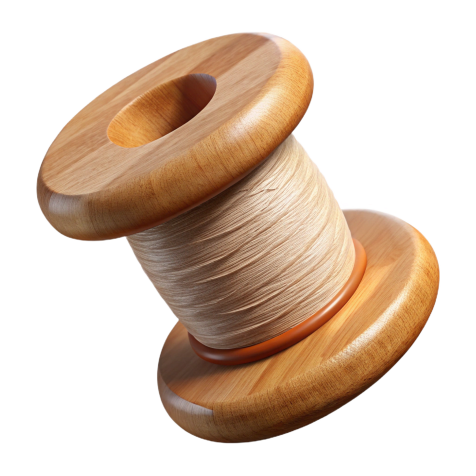 serene vintage Organic Cotton Thread Spool Wooden Transparent Background exclusive png