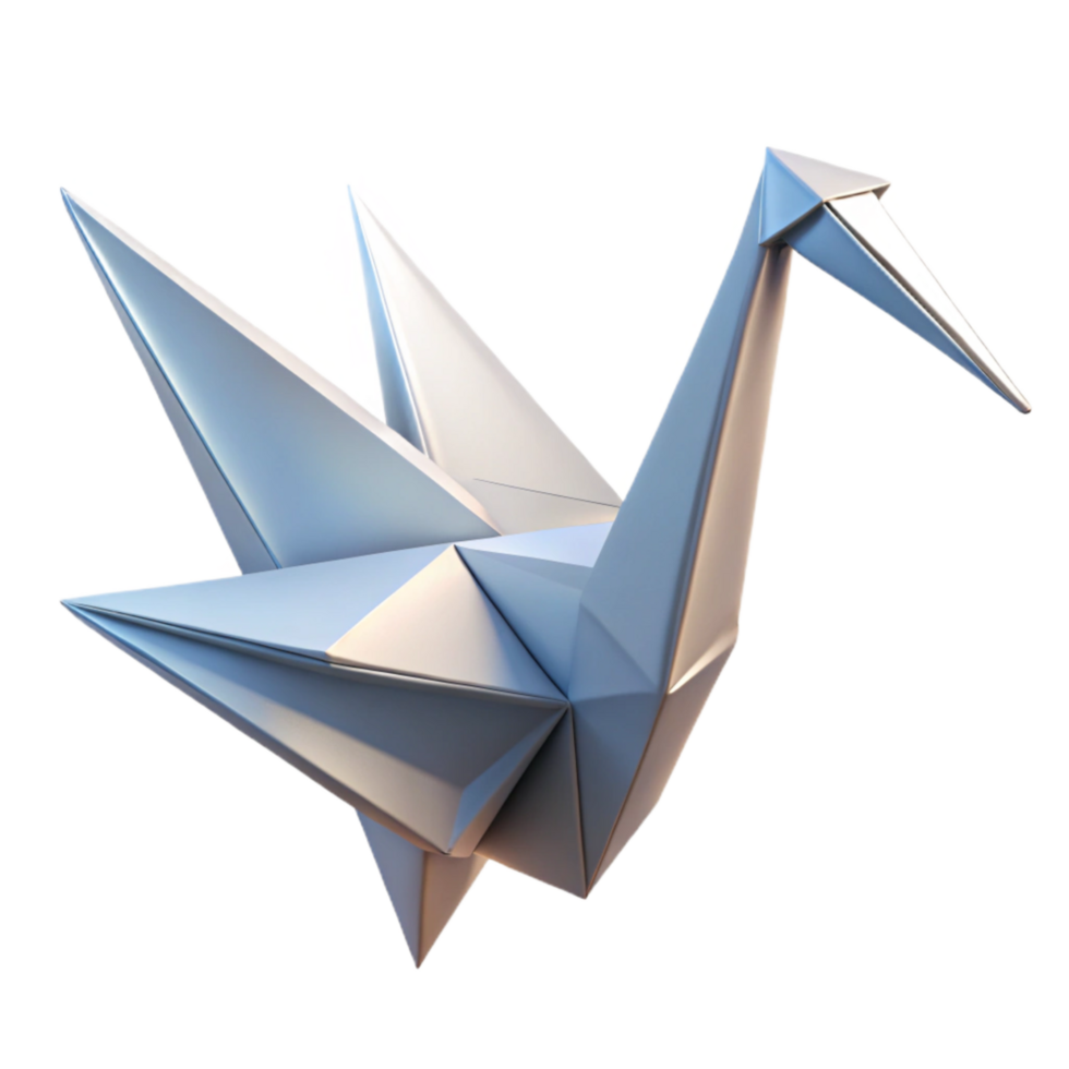 magnificent rustic Origami Crane White Isolated on Transparent Background genuine png