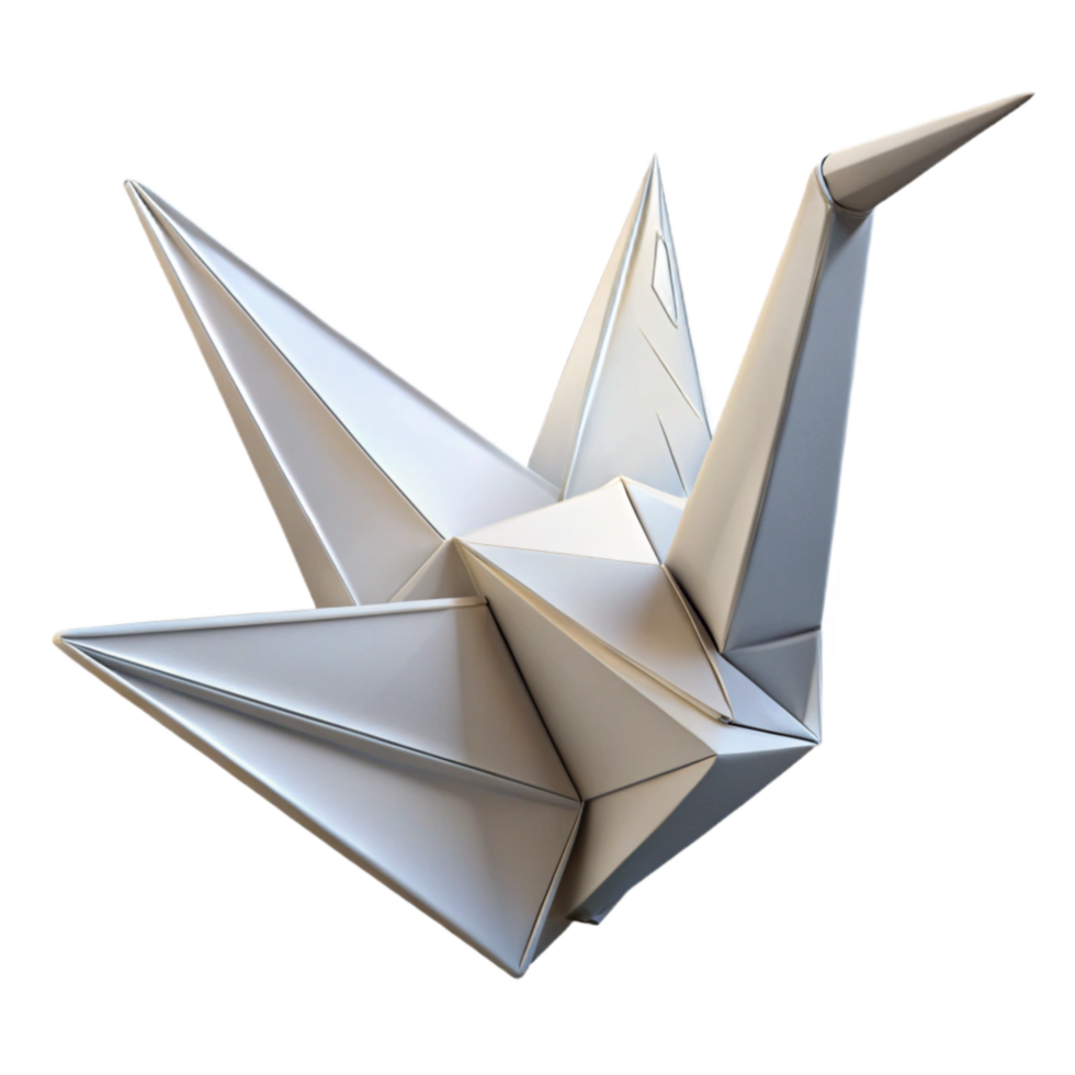 wonderful vintage Origami Crane White Isolated on Transparent Background genuine png