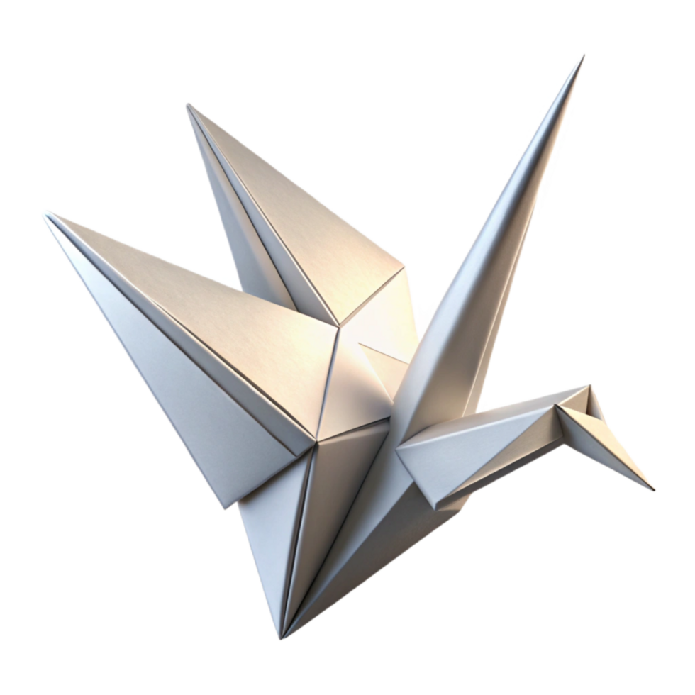 stunning rustic Origami Crane White Isolated on Transparent Background high resolution png