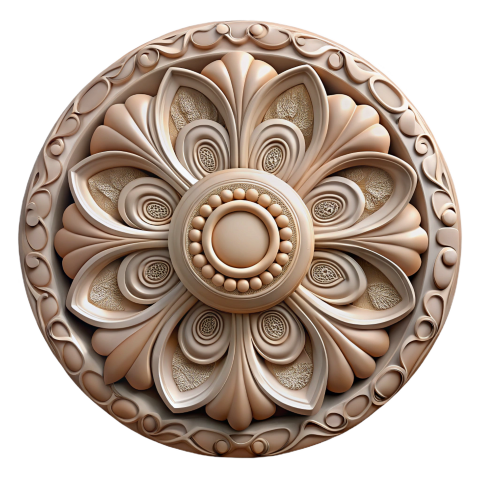 stunning artistic Ornate Ceiling Rose Plaster Detail Cutout premium png