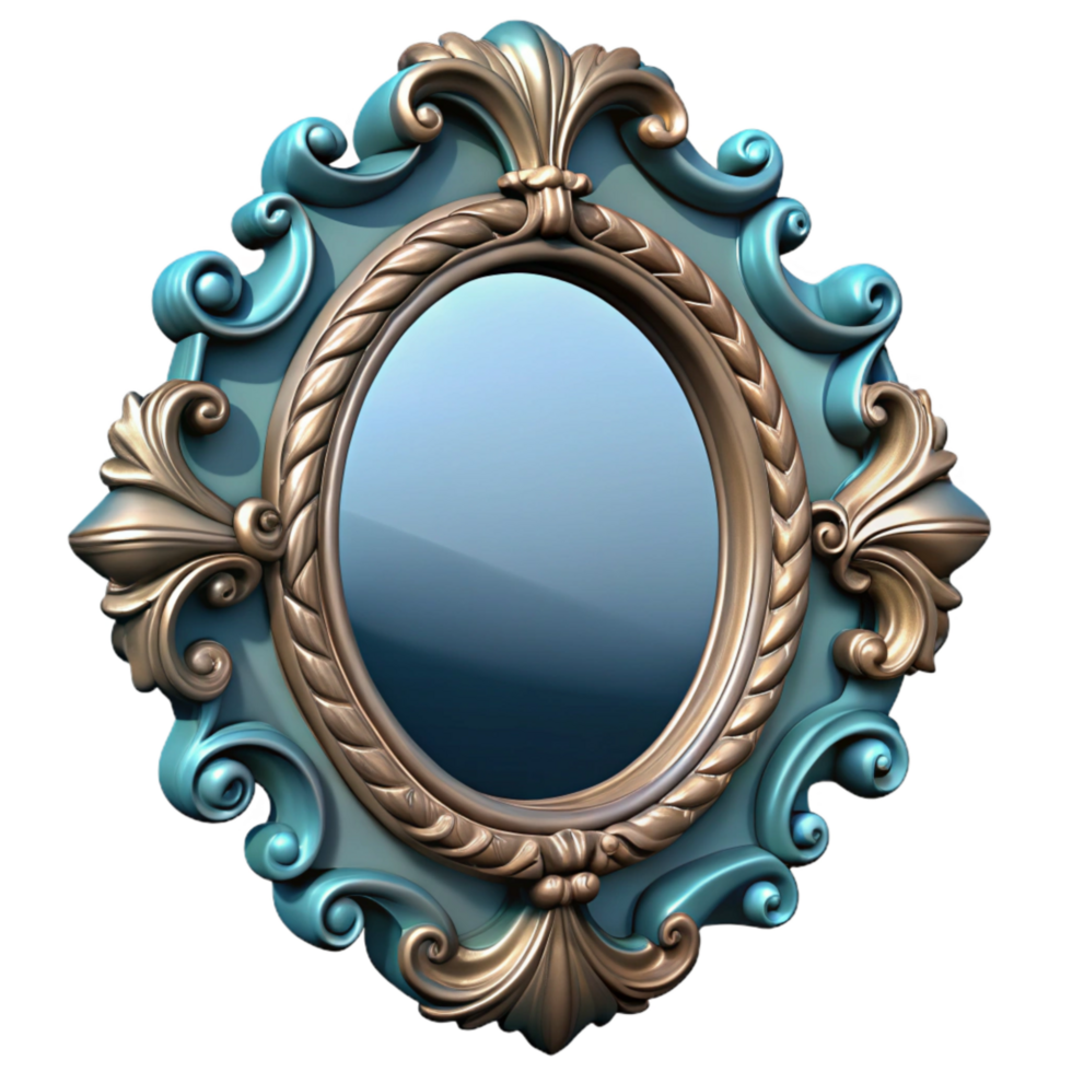 wonderful artistic Ornate Mirror Frame Baroque Style Isolated Cutout genuine png