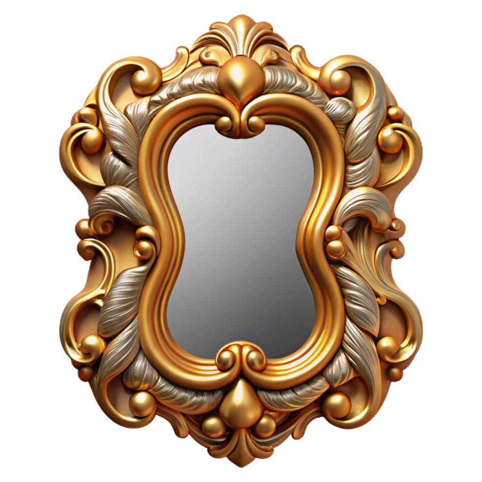 beautiful classic Ornate Picture Frame Gilded Design Isolated on Transparent Background detailed png
