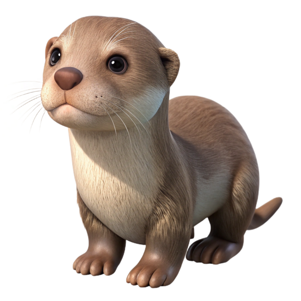 elegant abstract Orphaned Otter Pup Side View Transparent Background exclusive png