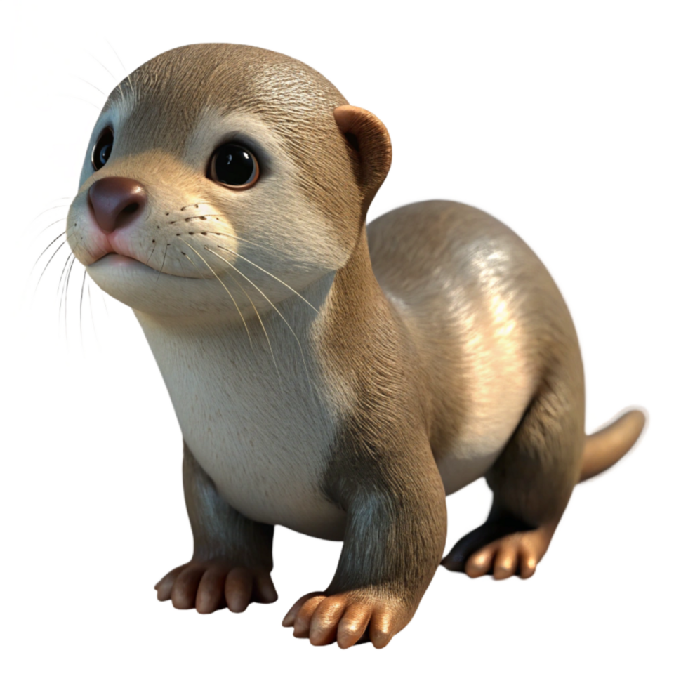 serene creative Orphaned Otter Pup Side View Transparent Background authentic png