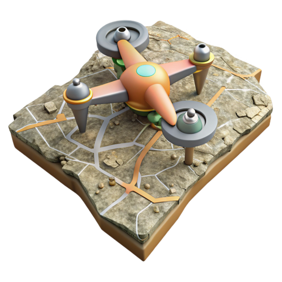 dramatic classic Orthomosaic Map Generated by Drone Isolated professional png