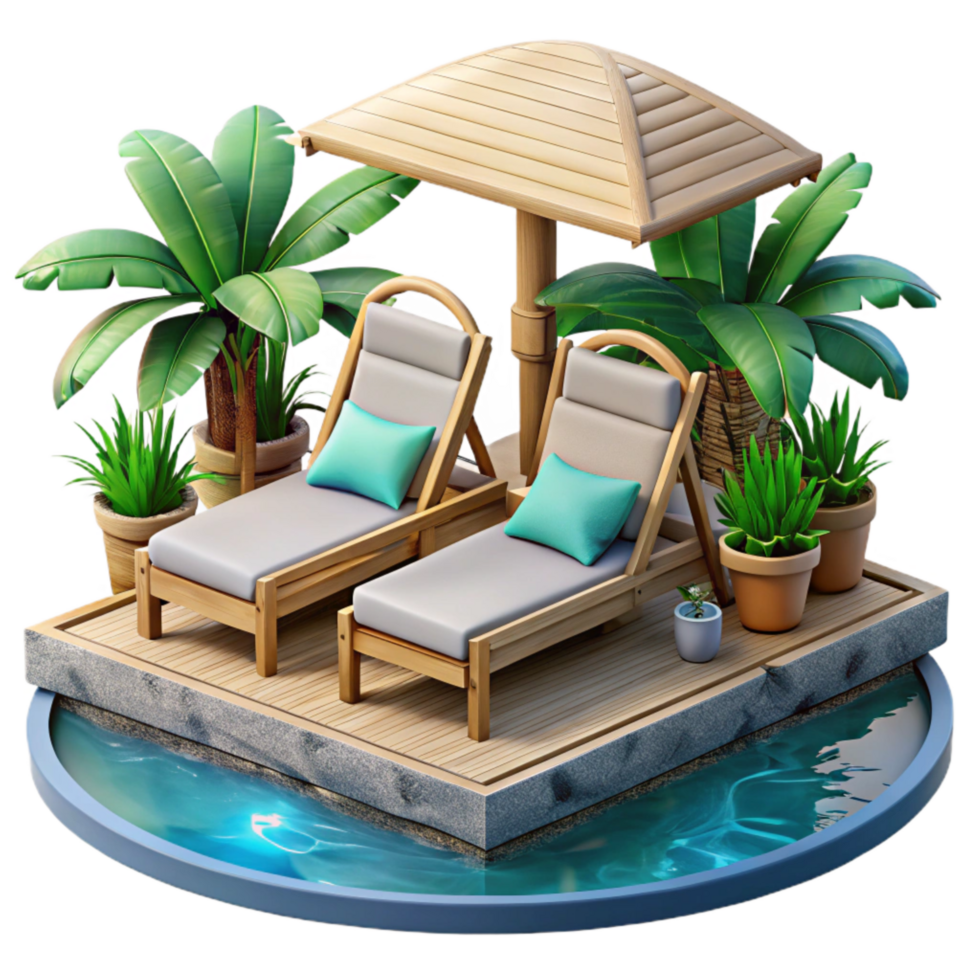 impressive rustic Outdoor Lounge Chairs Poolside Setting Isolated Cutout genuine png