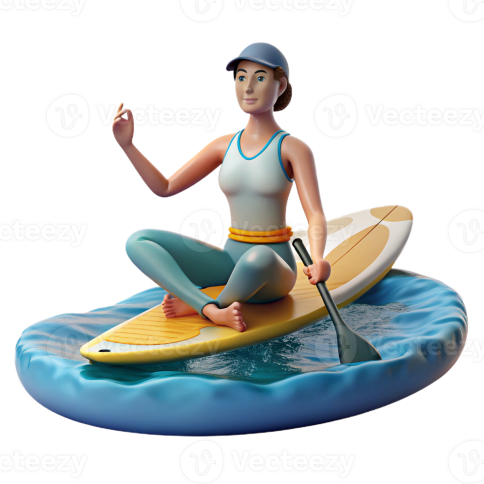 magnificent minimalist Paddle Boarder Yoga Pose Calm Water Transparent Background original png
