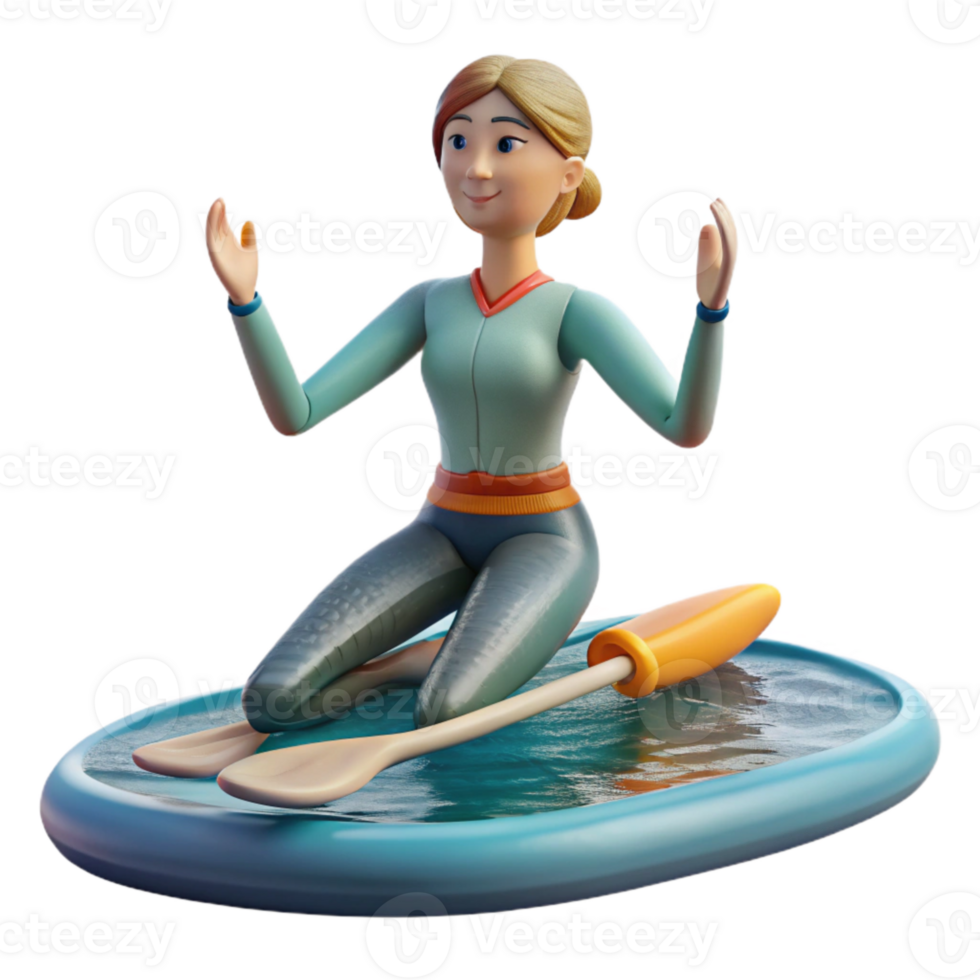 extraordinary classic Paddle Boarder Yoga Pose Calm Water Transparent Background genuine png