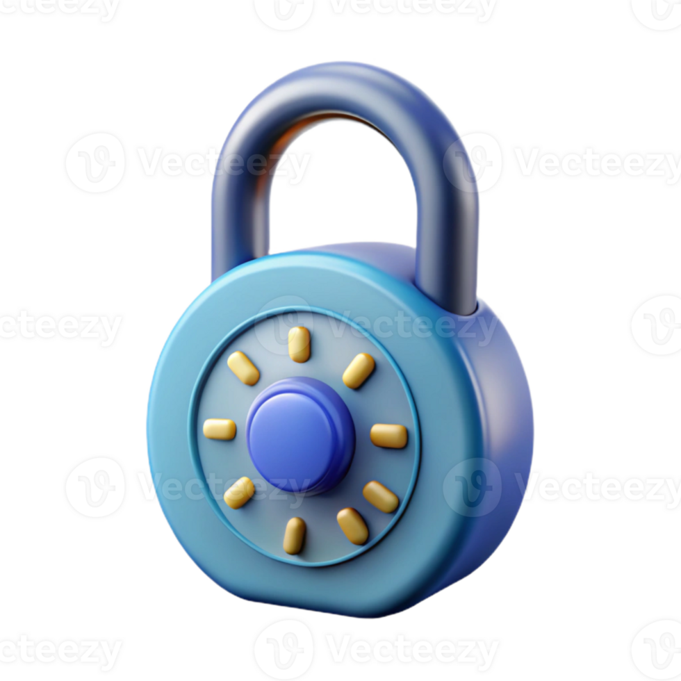 elegant classic Padlock Icon with Combination Dial Isolated png
