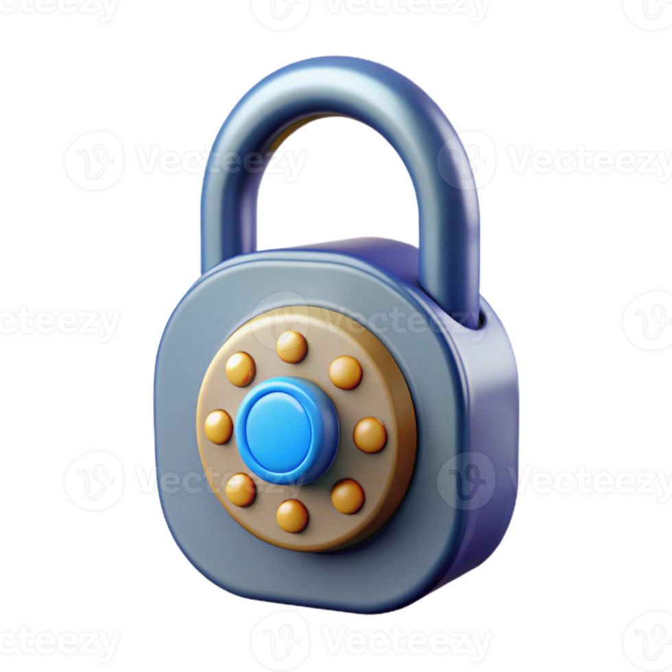 magnificent minimalist Padlock Icon with Combination Dial Isolated png