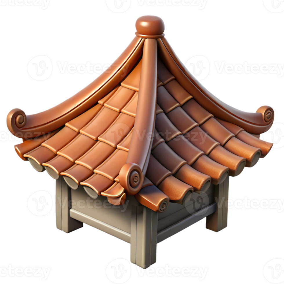 impressive minimalist Pagoda Roof Detail Curved Tiles Transparent Background png