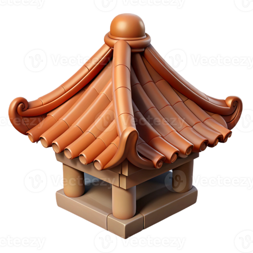 serene rustic Pagoda Roof Detail Curved Tiles Transparent Background detailed png