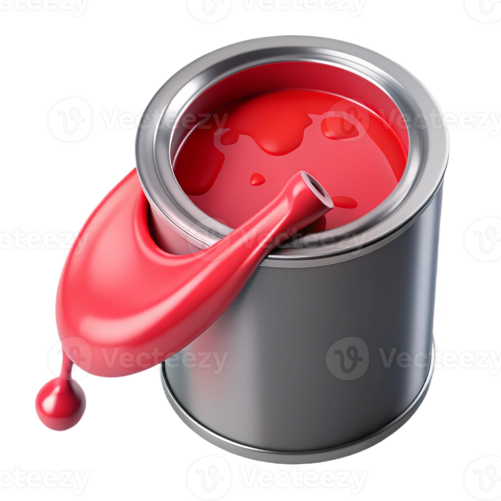 magnificent abstract Paint Can Open with Red Paint Isolated Cutout detailed png