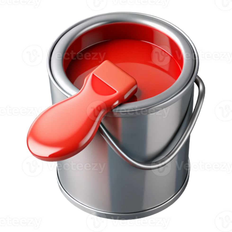 extraordinary artistic Paint Can Open with Red Paint Isolated Cutout detailed png