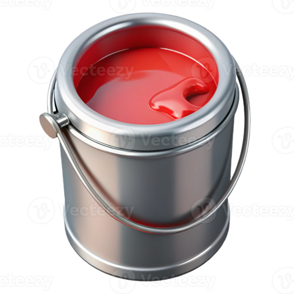 serene abstract Paint Can Open with Red Paint Isolated Cutout genuine png