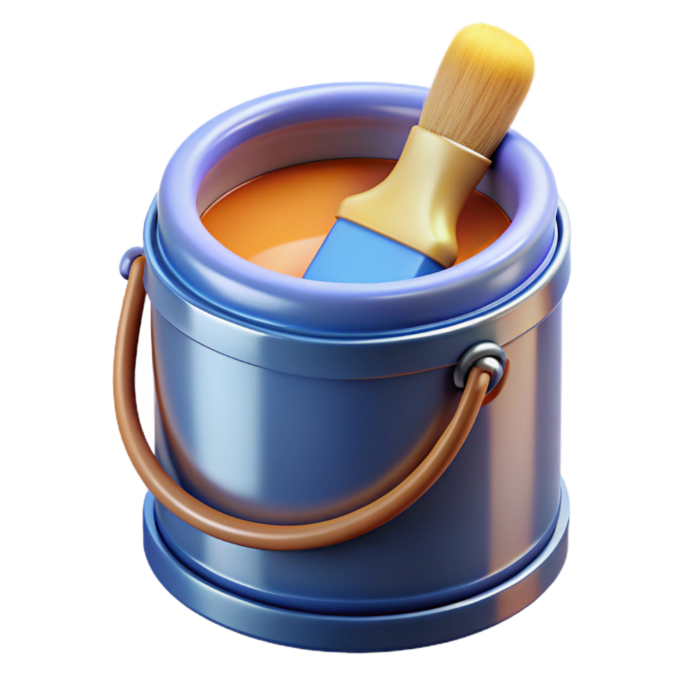 magnificent abstract Paint Can with Brush Isolated on Transparent Background detailed png