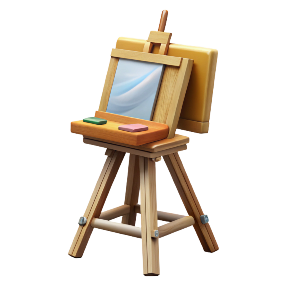 wonderful rustic Painting Easel Wooden Tripod Isolated on White premium png