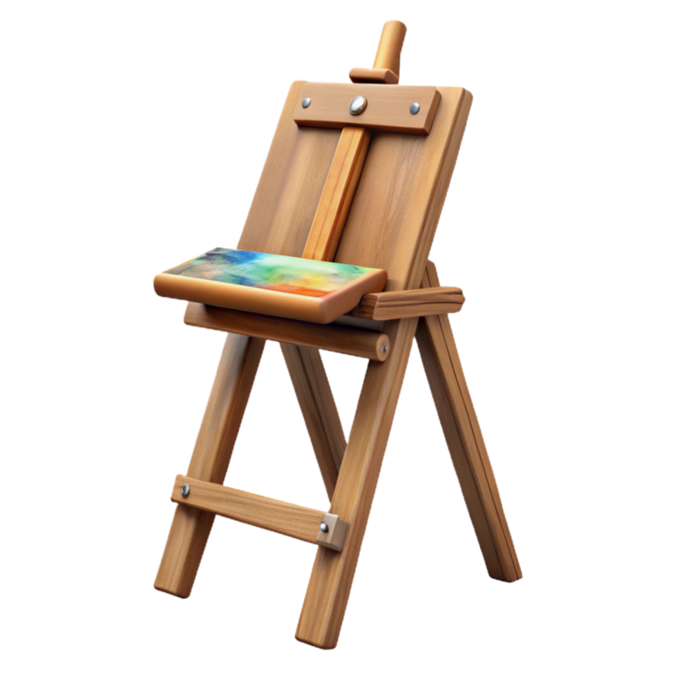 wonderful artistic Painting Easel Wooden Tripod Isolated on White premium png