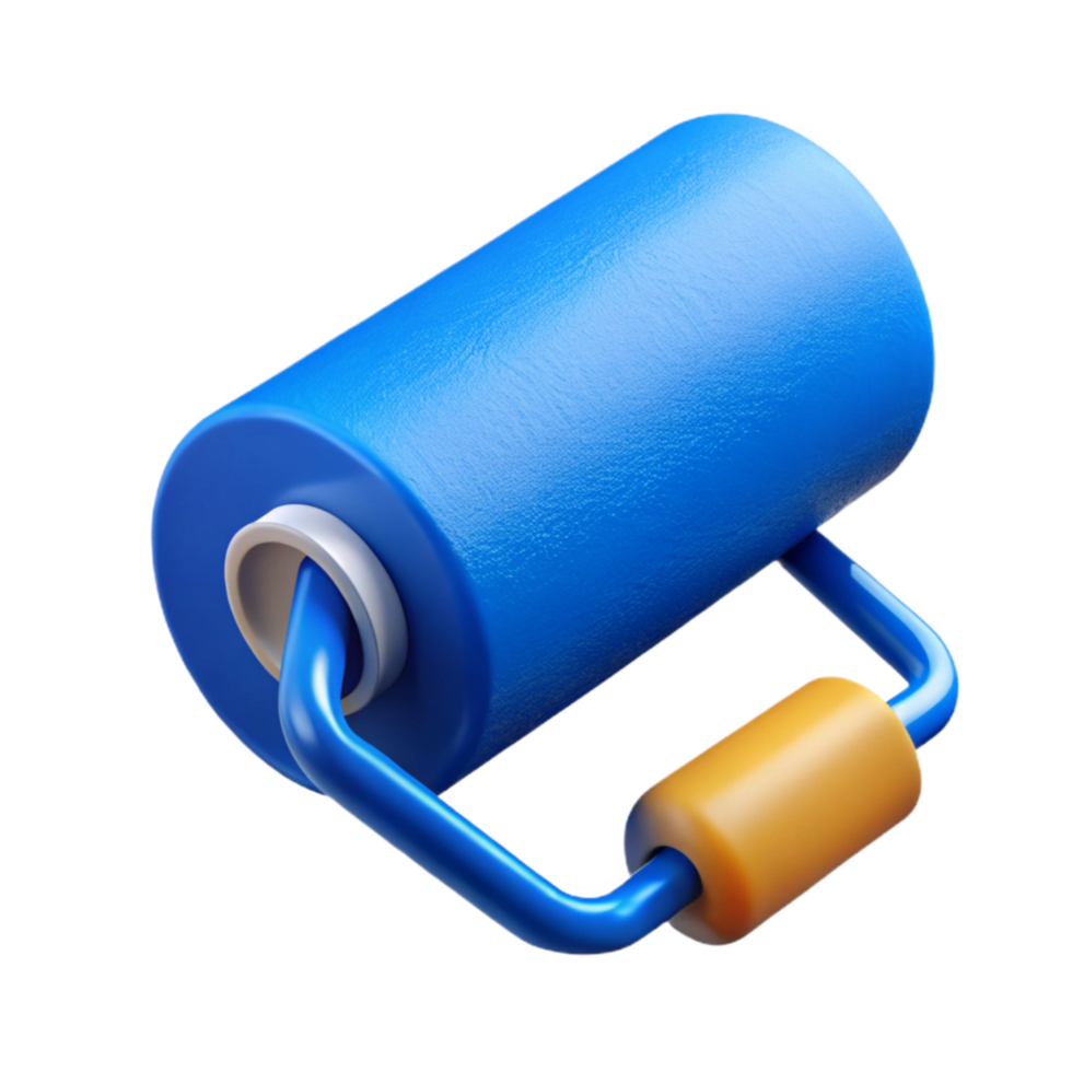 stunning classic Paint Roller Loaded with Blue Paint Isolated Cutout png