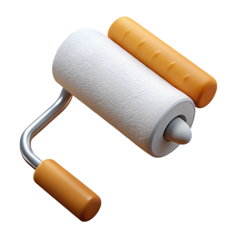 serene minimalist Paint Roller Loaded with Blue Paint Isolated Cutout premium png
