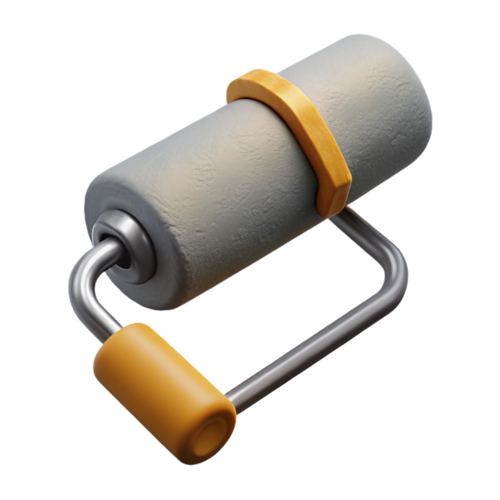 impressive traditional Paint Roller with Gray Paint Isolated detailed png