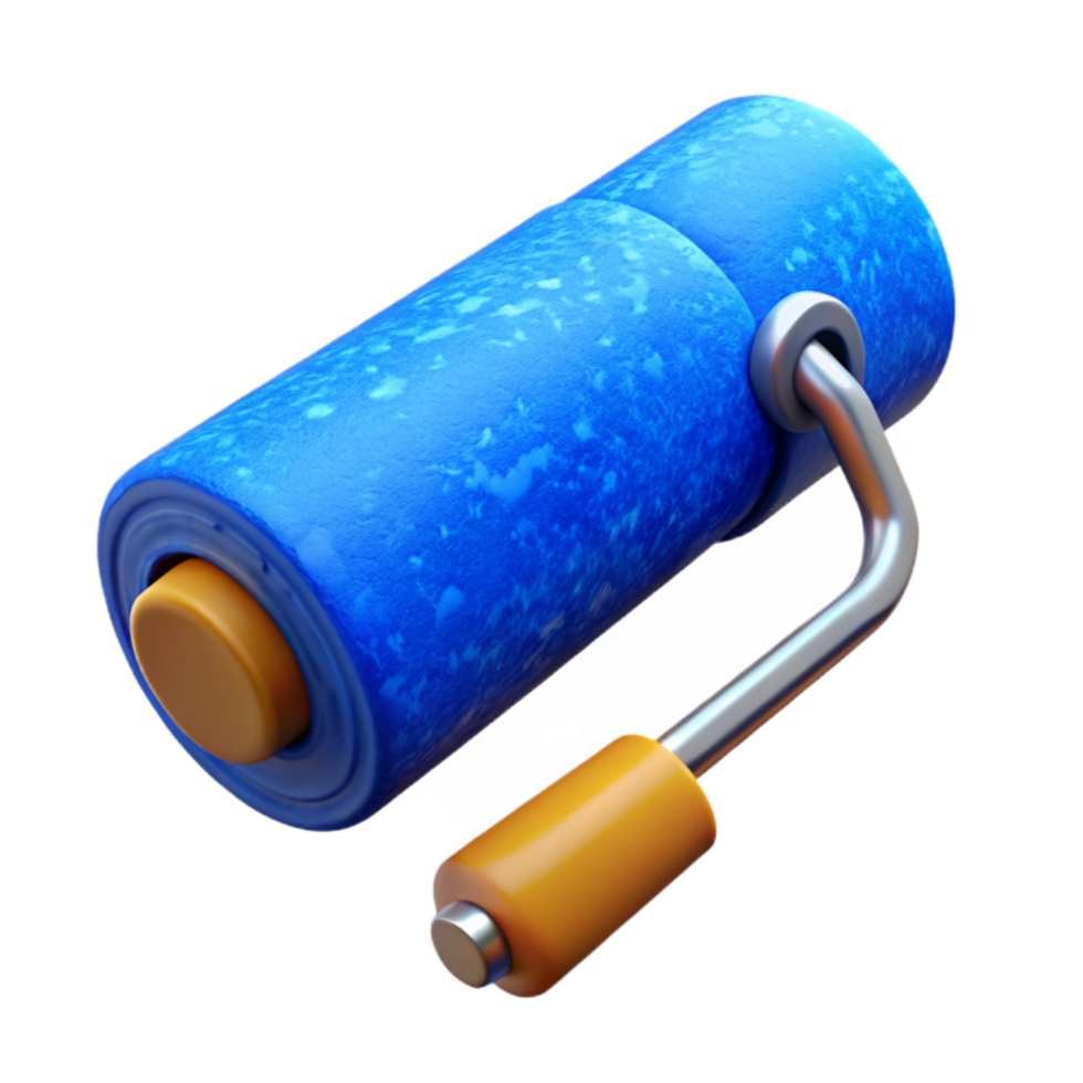 wonderful modern Paint Roller with Blue Paint Cutout premium png