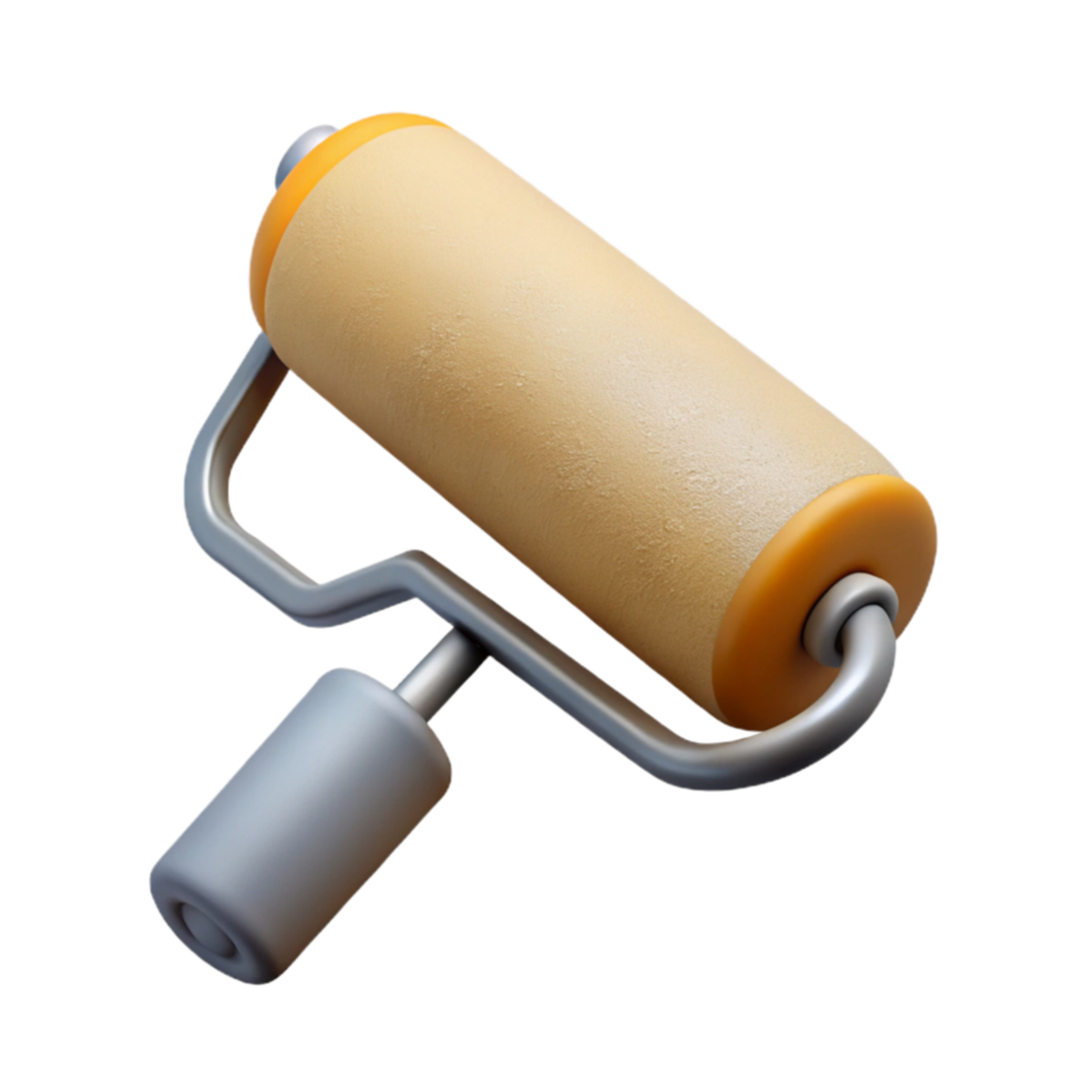 extraordinary rustic Paint Roller with Gray Paint Isolated high quality png