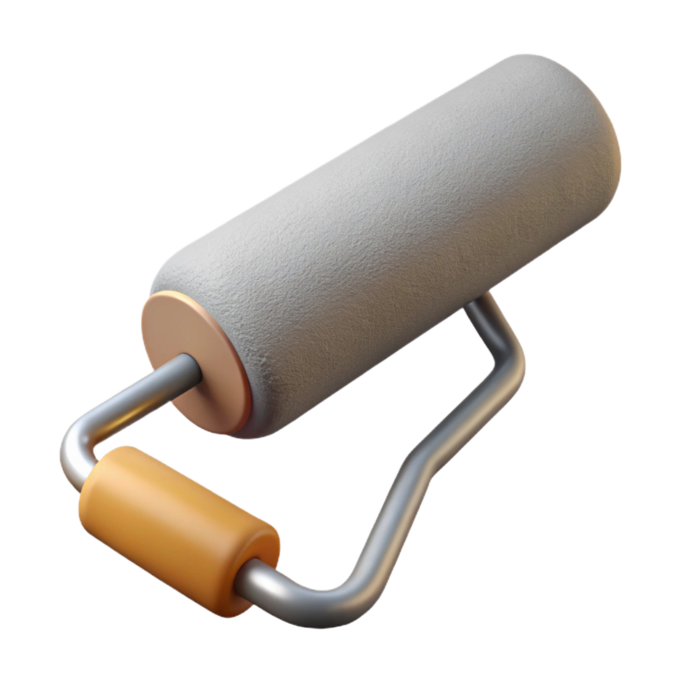 beautiful traditional Paint Roller with Gray Paint Isolated professional png