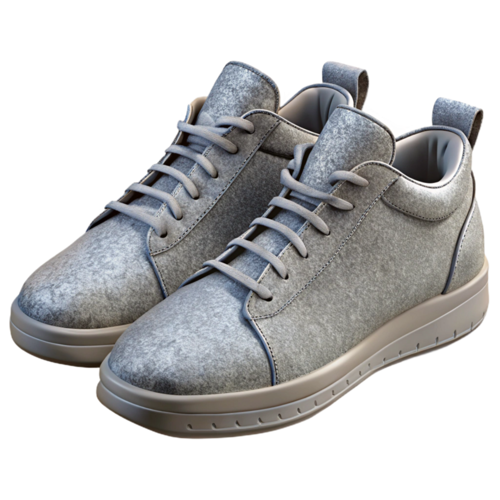 impressive classic Pair of Grey Sneakers Side View Cutout original png