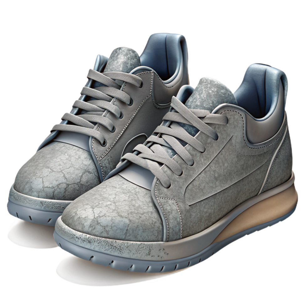 dramatic contemporary Pair of Grey Sneakers Side View Cutout high resolution png