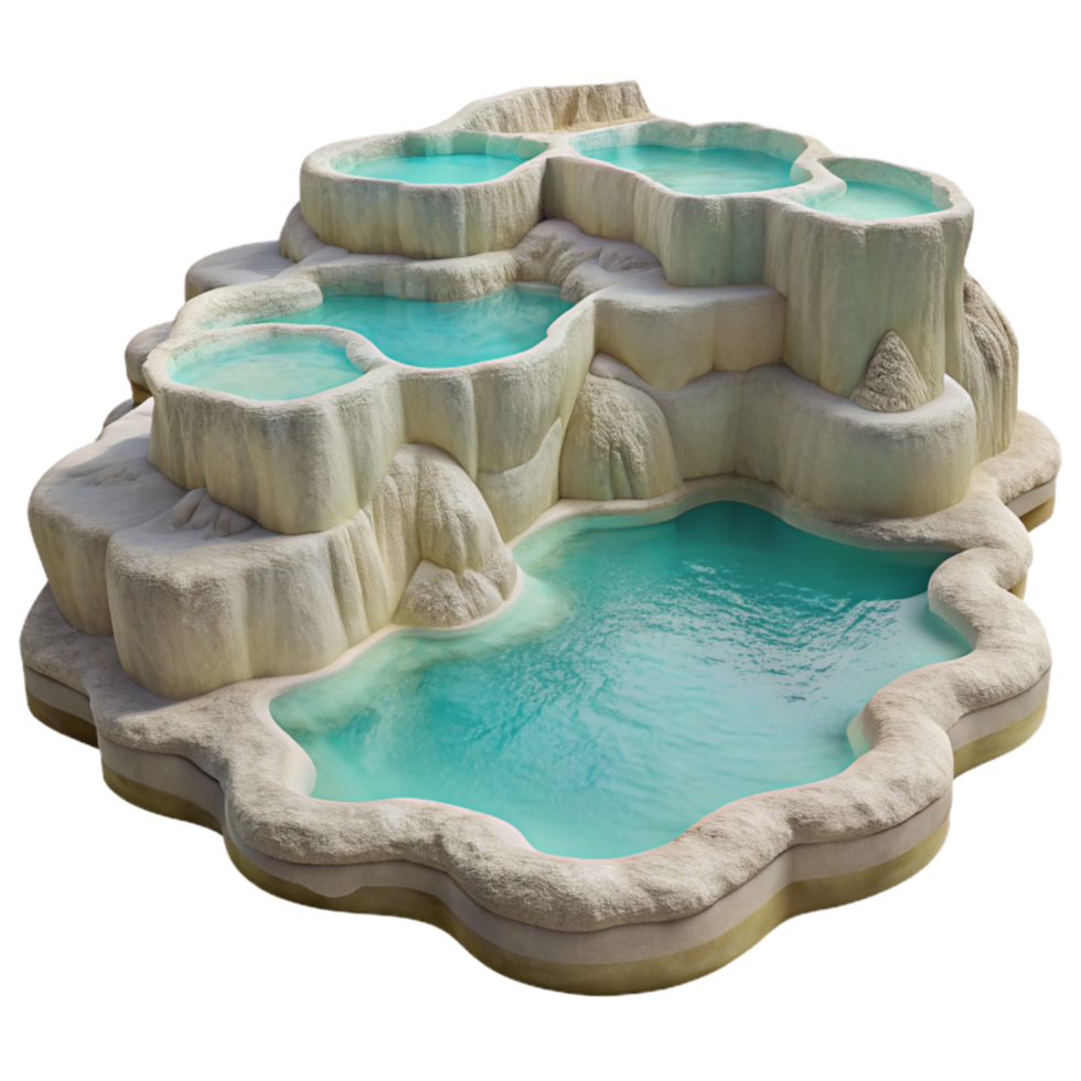 vibrant vintage Pamukkale Travertines Turquoise Water Transparent genuine png