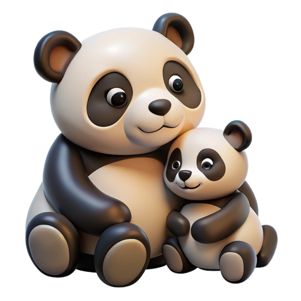 stunning classic Panda Cub Cuddling with Mother Isolated Cutout original png