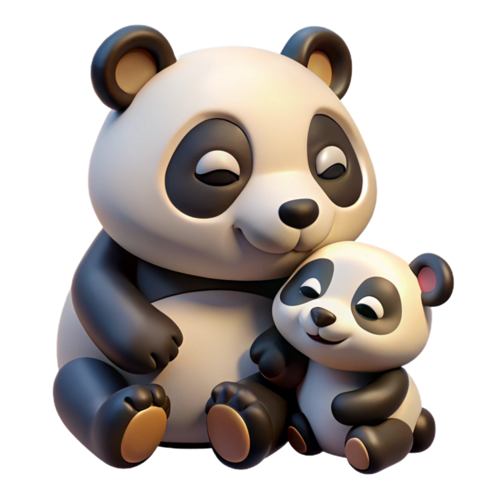 wonderful traditional Panda Cub Cuddling with Mother Isolated Cutout high quality png