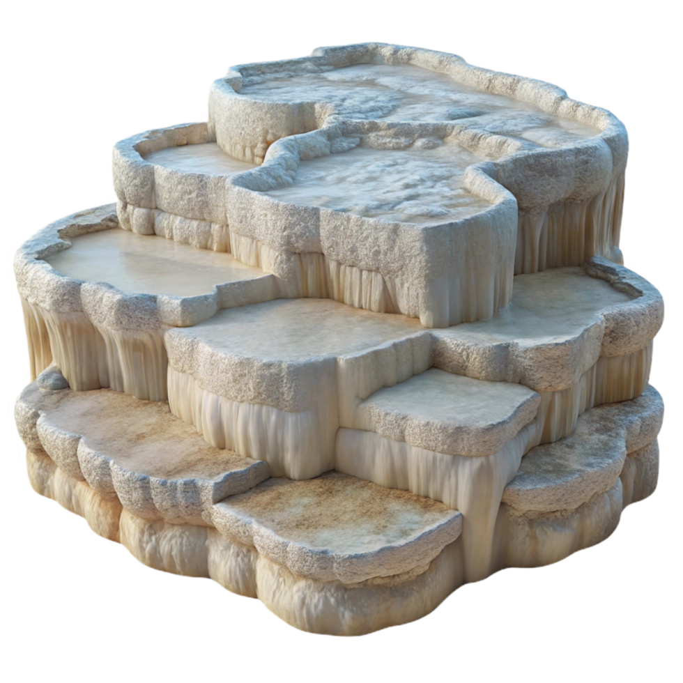 impressive creative Pamukkale Travertine Terraces White Mineral Deposits Isolated authentic png